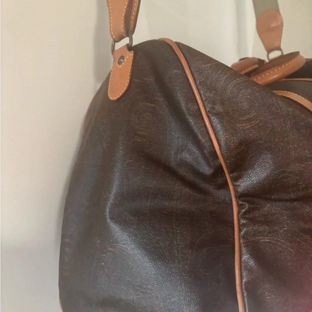 Louis Vuitton Brown Monogram Duffel Bag with Tan Leather